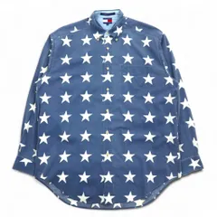 TOMMY HILFIGER 90年代 星柄 ボタンダウンシャツ L ネイビー コットン