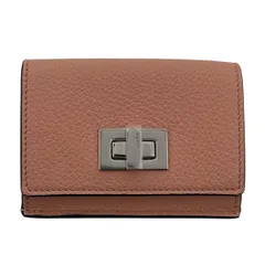 FENDI フェンディ ピーカブー セレリア コンパクトウォレット 三つ折り財布 8M0426 レディース レザー ピンク シルバー金具 中古
