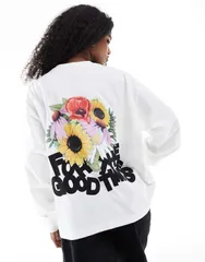ドクターデニム レディース トップス Tシャツ プリント シャツ グラフィック Dr Denim oversized long sleeve tshirt with back graphic prinのサムネイル