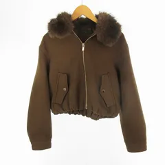 ザラ ZARA 25年製 XS ソフトフェイクファー ネック ボンバージャケット ブルゾン 茶 ブラウン ウール アウター