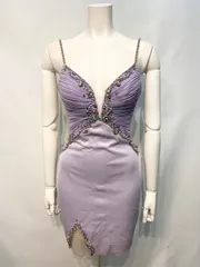 2517 AR Angel R エンジェルアール　キャバクラ　ドレス　ストーン　パール　キラキラ　タイト　ミニ　伸縮性　シースルー　キャバドレス　M