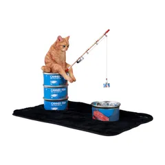 JXK 釣り猫 30cm 猫 フィギュア 樹脂 癒し 模型 コレクションプレゼント置物 飾り ミニチュア (312B)