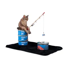 JXK 釣り猫 30cm 猫 フィギュア 樹脂 癒し 模型 コレクションプレゼント置物 飾り ミニチュア (312C)