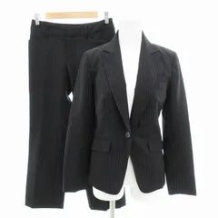 シュクレ SUCRE ビジネススーツ セットアップ ジャケット パンツ 背抜き シングル ストライプ 5AR58 黒 ブラック /HO