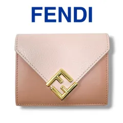 フェンディ FENDI 8M0480 3つ折り財布 FFダイヤモンド 8M0480 レザー ピンクベージュ ブランド 美品 女性用 レディース