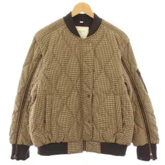 ジーユー GU rokh コラボ キルティングブルゾン 中綿ジャケット チェック M ベージュ 茶 ブラウン 211-353118 /HN ■GY35