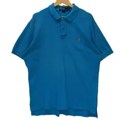 90's vintage 90年代ヴィンテージ Polo by Ralph Lauren ポロバイラルフローレン 半袖ポロシャツ ワンポイント刺繡 ポニー刺繡 フィリピン製 Lサイズ ブルー