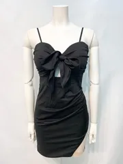 2521 JEWELS ジュエルズ　キャバクラ　ドレス　フロントリボン　タイト　ミニ　伸縮性　シースルー　キャバドレス　M