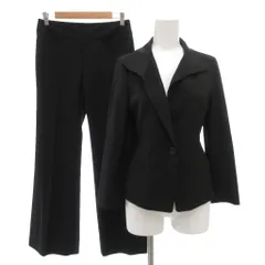 インディヴィ INDIVI スーツ セットアップ ジャケット パンツ シングル ストライプ 36 38 黒 ブラック 白 ホワイト /GV