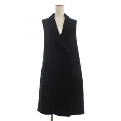 ザラ ZARA ロングベスト ジレ ニット コットン 黒 ブラック S