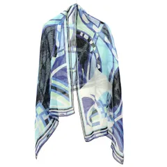 EMILIO PUCCI エミリオプッチ 大判スカーフ  ブルー -