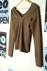 W(F) YUSE 長袖Tシャツ デザイン ブラウン レア 実物-17D7A