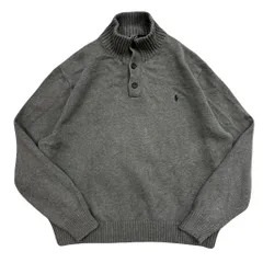POLO RALPH LAUREN ポロ ラルフローレン ヘンリーネック ハイネック ハーフボタン コットンニット グレー XXLサイズ No.EA315