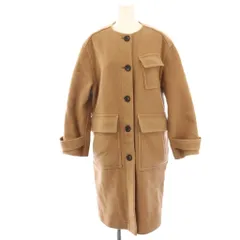 ピーエスポールスミス PS Paul Smith ノーカラーコート ロング ウール ポケット 36 茶 ブラウン SCPSNW0932 /HN