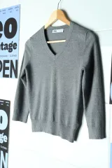 W(S) ザラ ニット 薄い ふわふわ グレー-17D86