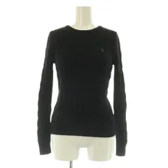 ポロ バイ ラルフローレン Polo by Ralph Lauren ケーブルニット コットン クルーネック セーター 長袖 リブ XS ブラック /MY ■OS