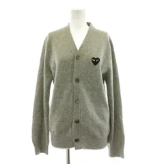 プレイコムデギャルソン PLAY COMME des GARCONS AD2012 ニットカーディガン 長袖 Vネック ワッペン ウール S グレー AZ-N024 /KU