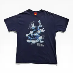 Disney ミッキー ドナルド グーフィー プリントTシャツ ネイビー Florida ディズニー キャラクターT アメカジ　古着　アメリカ古着　都内　中野区　古着屋
