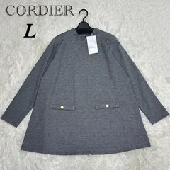 【新品タグ付き】CORDIER 日本製　L コルディア レーヨン混　カットソー　チャコールグレー　ワンピース　チュニック