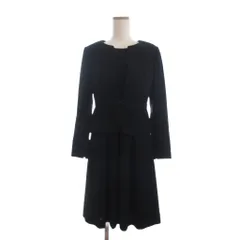 ザ・スーツカンパニー THE SUIT COMPANY she セットアップ スーツ テーラードジャケット シングル ノーカラー ワンピース ひざ丈 黒 ブラック 36