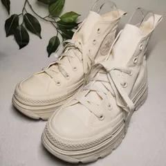 【美品】CONVERSE/コンバース/オールスター/トレックウエーブHI/スニーカー/厚底/サイズ24.5cm/オフホワイト