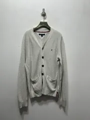 トミーヒルフィガー メンズ ニット カーディガン アイボリー S