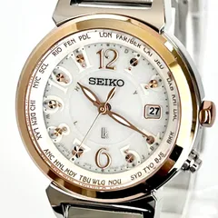 【セイコー ルキア レディース 腕時計 稼働 電波ソーラー 磨き済み】SEIKO LUKIA 美品 ゴールド 白文字盤
