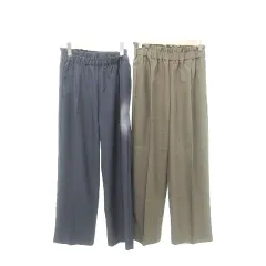 ドレスキップ DRESKIP 美品 2点セット パンツ スラックス ゴムウエスト Mサイズ 紺 ネイビー 茶 ブラウン