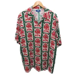 ラファイエット Lafayette WEISER ALLOVER PATTERN SHIRT アロハシャツ オープンカラー 半袖 総柄 XL 緑 グリーン 白 ホワイト 赤 レッド LS250206のサムネイル