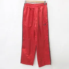 プーマ PUMA パンツ ジャージ 裏起毛 ライン ロゴ レッド ホワイト ブラック 赤 白 黒 160