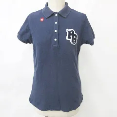 パーリーゲイツ PEARLY GATES ポロシャツ ゴルフ スポーツウェア 半袖 ロゴ ワッペン 紺 ネイビー 0