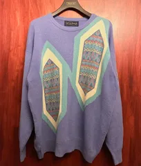 MADE IN SCOTLAND製 90s Pringle COLLECTION by Nick Faldo ヴァージンウール クルーネックセーター ラベンダー XLサイズのサムネイル