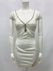 1130 AR Angel R エンジェルアール キャバクラ ドレス ミニ バックオープン ストーン シースルー タイト リボン キャバドレス S