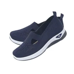 [DeerLuxe] カジュアルスニーカー ランニングスニーカー すりっぽん 手を使わずに履けるすりっぽん スッと履けるすにーかー れでぃーす通勤すにーかー スッと履けるしゅーず 室内歩行しゅーず ワークシューズ ��人向 [D.ネイビー] [23.5 cm]