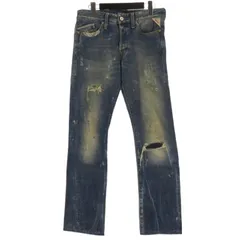 リプレイ REPLAY デニムパンツ ジーンズ ダメージ リペア加工 セルビッチ インディゴ W29 L32