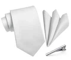 【在庫セール】3点セット タイクリップ 幅8.5cm メンズ チーフ ブランド ギフト ネクタイ ボックス付き 冠婚葬祭 シルバー 婚礼用 礼服用 結婚式 紳士用 新郎 A3-01 12柄