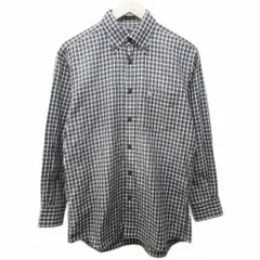 バーバリー ロンドン BURBERRY LONDON 美品 ボタンダウンシャツ BDシャツ チェック ロゴ 刺繡 長袖 M 茶 ブラウン 系 0201