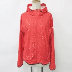 ナイキ NIKE スポーツ ジャケット パーカ ブルゾン 長袖 ジップアップ フード 総柄 プリント テープ 赤 茶 レッド ブラウン L