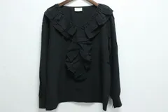 YVES SAINT LAURENT イヴサンローラン シルク100% フリルブラウス 長袖 ブラック サイズ36 3-K111/1/NP