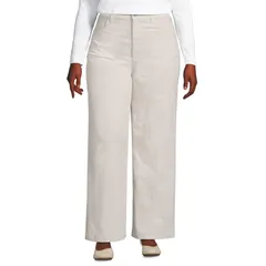 ランズエンド レディース ボトムス カジュアルパンツ コーデュロイ プラスサイズ Plusize Lands End HighRise WideLeg Corduroy Pants Ivory Lat