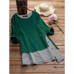 ワンピース チュニック ブラウス 切り替えロングシャツ シャツワンピース レディース 長袖 ゆったり 体型カバー 重ね着風 ナチュラル 秋服