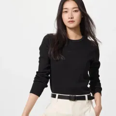 UNIQLO U ソフトリップT ゴージ 長袖 Tシャツ ブラック L