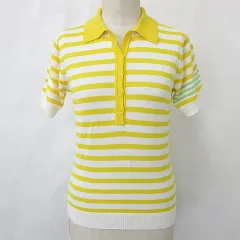アディダス adidas テーラーメイド ポロシャツ ニット セーター ゴルフ スポーツウェア 半袖 ボーダー 黄 白 イエロー ホワイト S