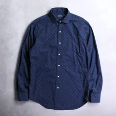 POLO RALPH LAUREN ポロラルフローレン スリムフィット長袖シャツ ネイビー ドット Mサイズ ワイドカラー
