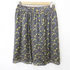 マッキントッシュフィロソフィー MACKINTOSH PHILOSOPHY スカート フレアー 膝丈 花柄 紺 黄 黒 茶 ネイビー イエロー ブラック ブラウン 38