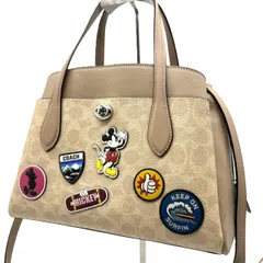 【レア】コーチ COACH トートバッグ Y2K ディズニーコラボ ミッキーマウス 2way ショルダーバッグ PVC レザー シグネチャー ターンロック ワッペン ベージュ 肩掛け 斜め掛け レディース 人気 限定モデル