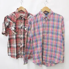 CPS Glove House シャツ 半袖 長袖 2枚セット ボタンダウン チェック ピンク ブルー イエロー ホワイト L