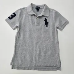 7t 130 ラルフローレン Polo Kids(ポロキッズ) グレー ピケTシャツ