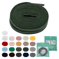 [TEN ANNTONIO] 靴紐 シューレース コットン100％ 平紐 白 黒 アイボリー グレー ネイビー 80cm 100cm 120cm 140cm 160cm 21色展開 耐久性 水洗い可能 丈夫 おしゃれ 変え紐  [オリーブ] [長 120cm]