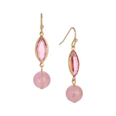 1928 レディース アクセサリー ピアス・イヤリング 1928 Gold Tone Pink Bead Facet Drop Wirearrings Pink ピンク